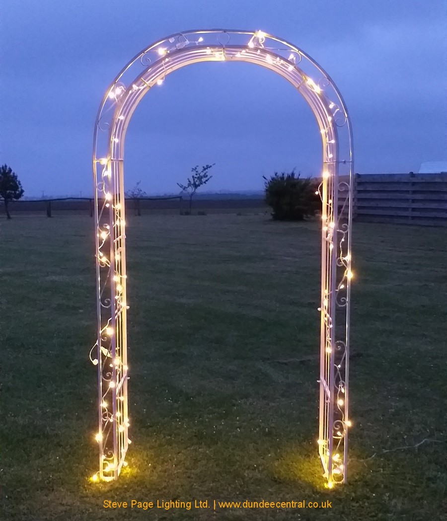 metal fairylight ceremony arch hire